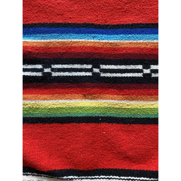Vintage Handwoven Serape Kilim Rug Runner Wall Hanging. Rose. Wool Blend. Boho. - Picture 10 of 12